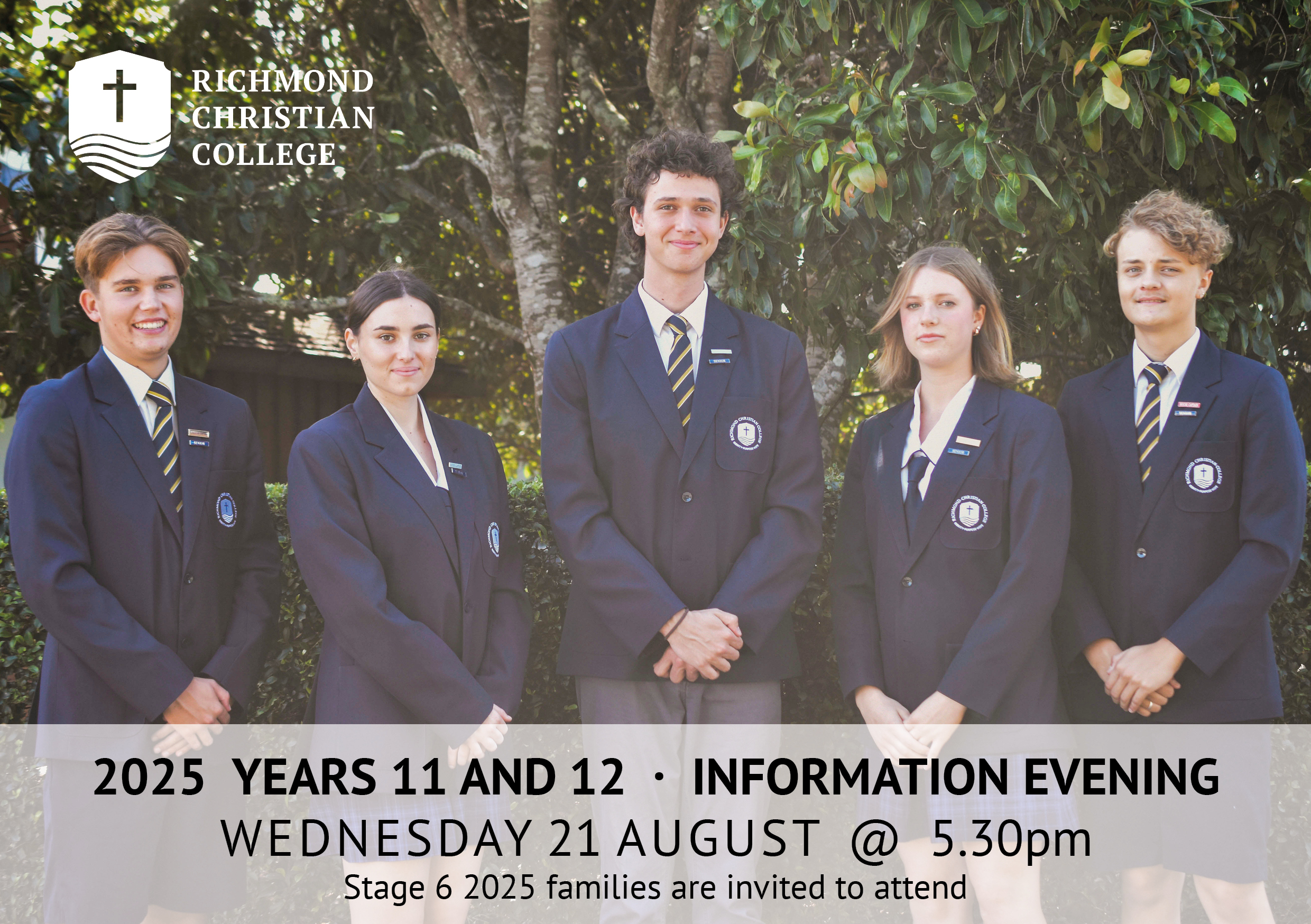 Year 11 & 12 2025 Information Evening Richmond Christian College