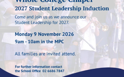 Whole College Chapel – 2027 Student Leadership Induction
